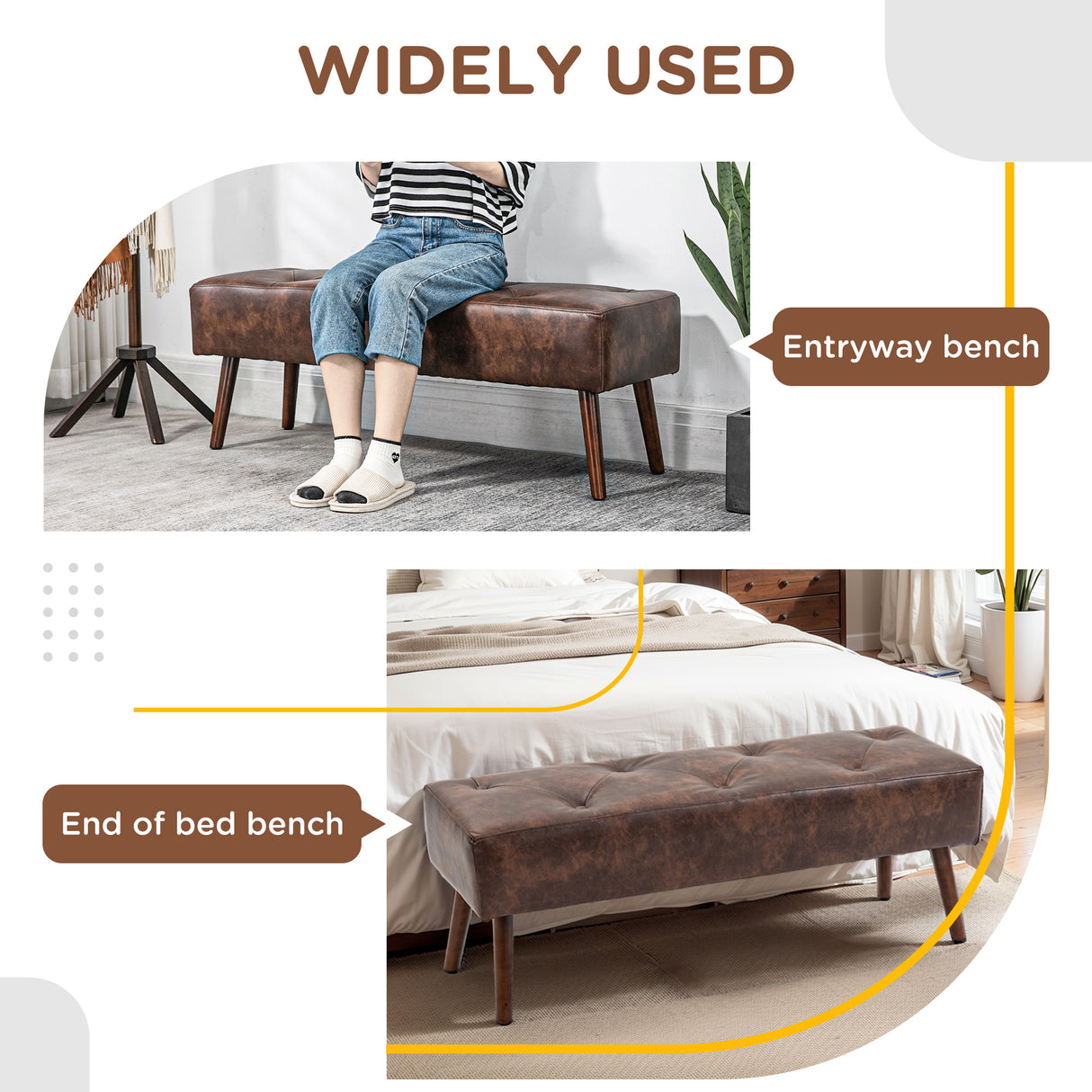 easycomfort easycomfort panca fondoletto e da ingresso imbottita con rivestimento in pu 114x38x42cm marrone