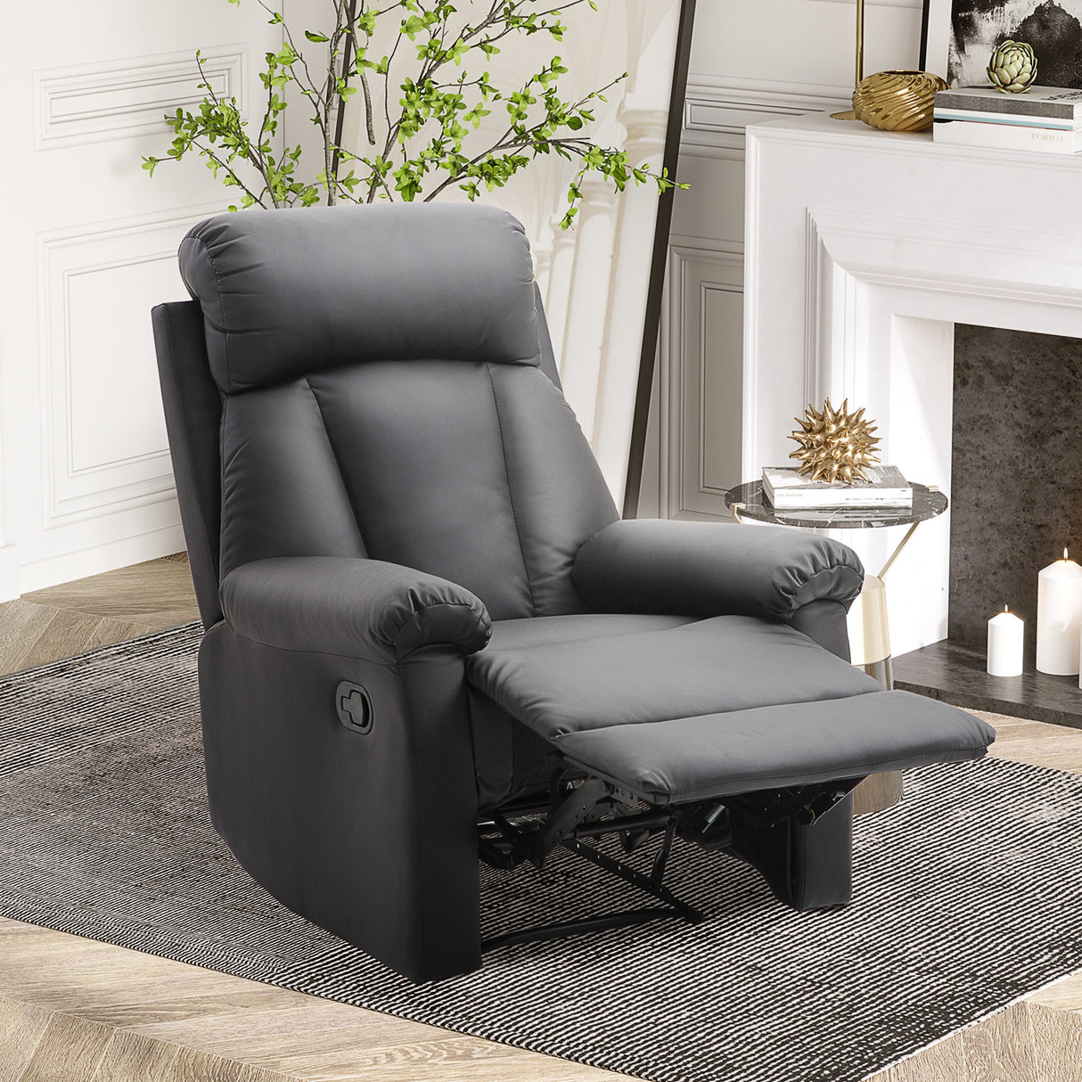 easycomfort easycomfort poltrona relax reclinabile imbottita ergonomica con poggiapiedi pelle pu 80 x 97 x 107cm nero ean 8055776912912