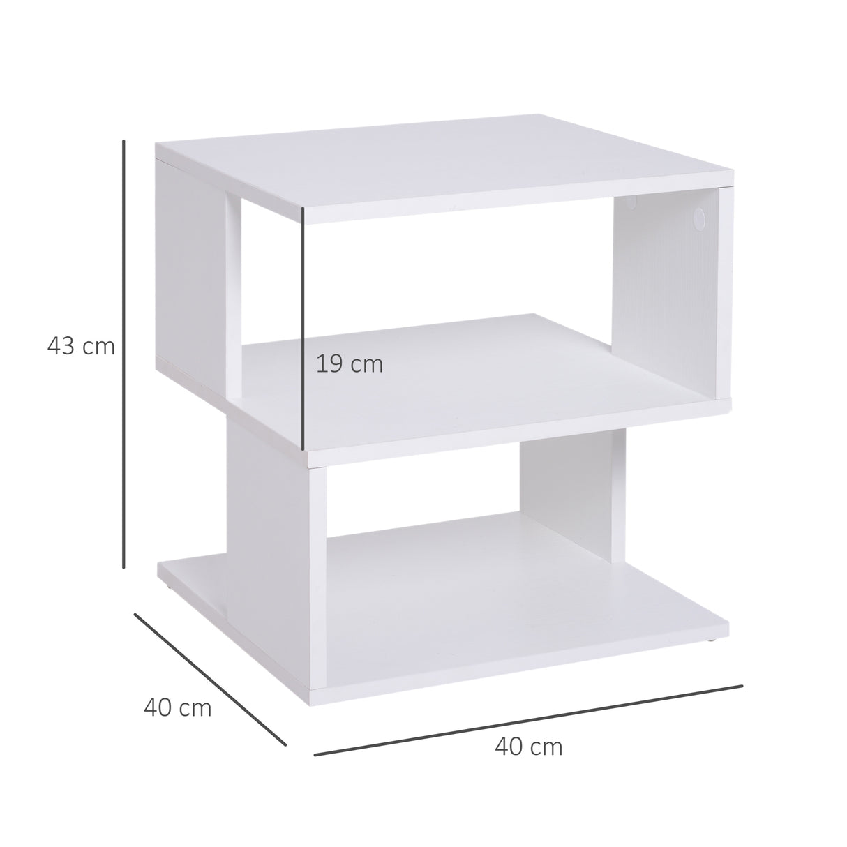 easycomfort easycomfort tavolino da caffe 2 ripiani aperti design moderno salotto soggiorno legno 40x40x43cm bianco ean 8054111841382