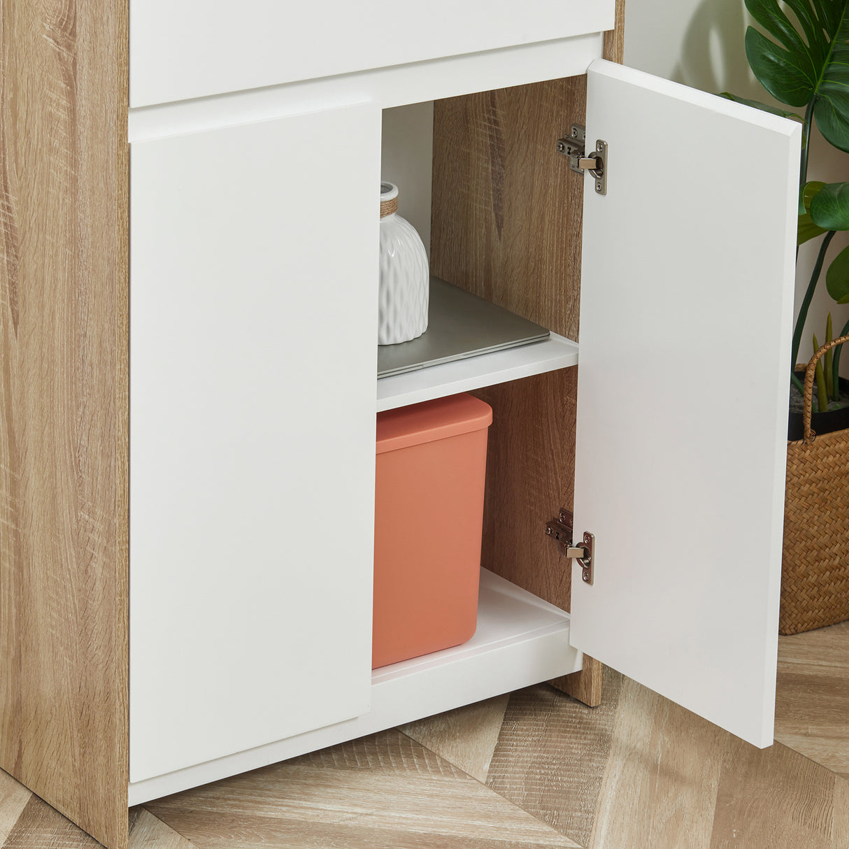 easycomfort easycomfort mobile bagno multiuso mobiletto da bagno con armadietto e cassetto salvaspazio color legno e bianco 60x30x90cm