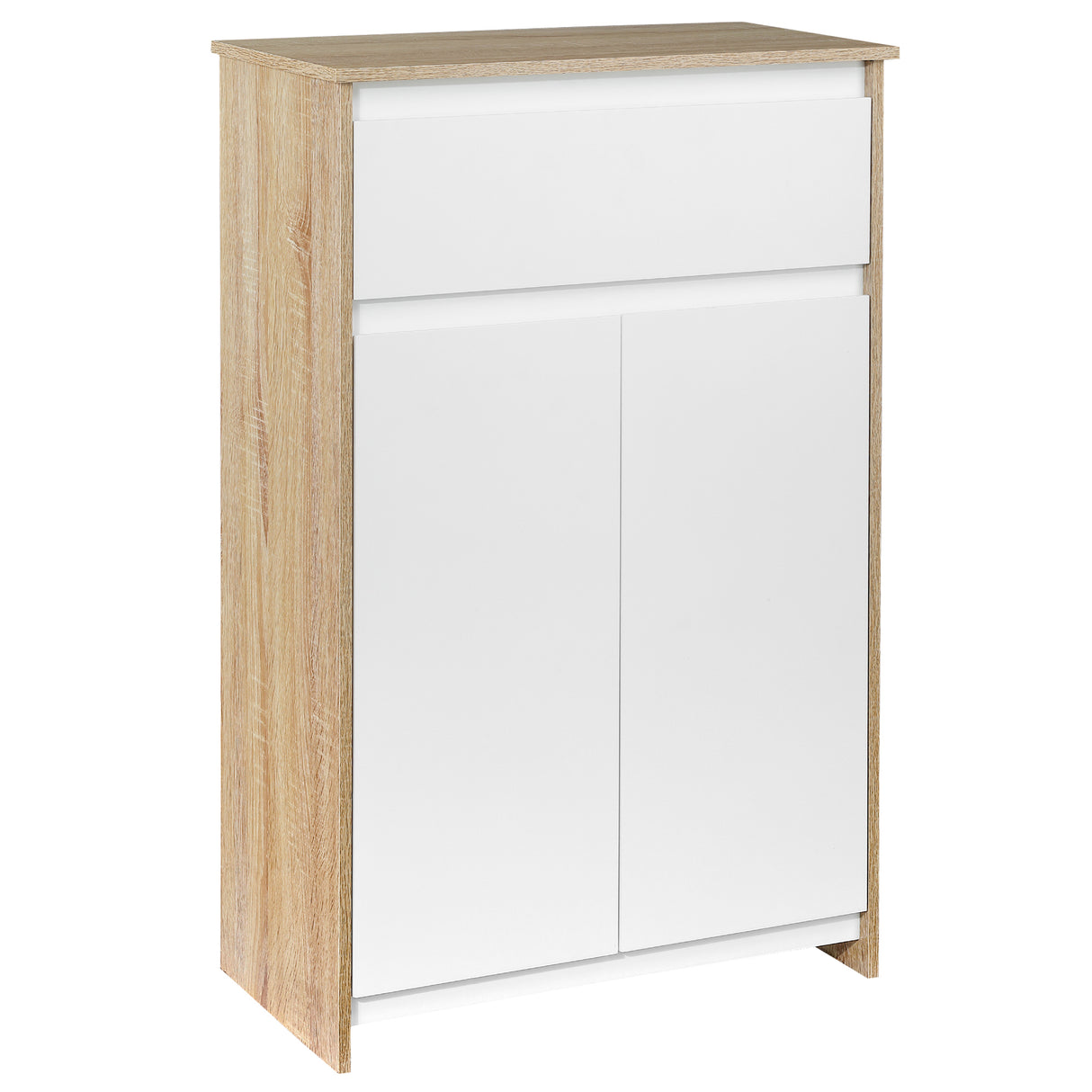 easycomfort easycomfort mobile bagno multiuso mobiletto da bagno con armadietto e cassetto salvaspazio color legno e bianco 60x30x90cm