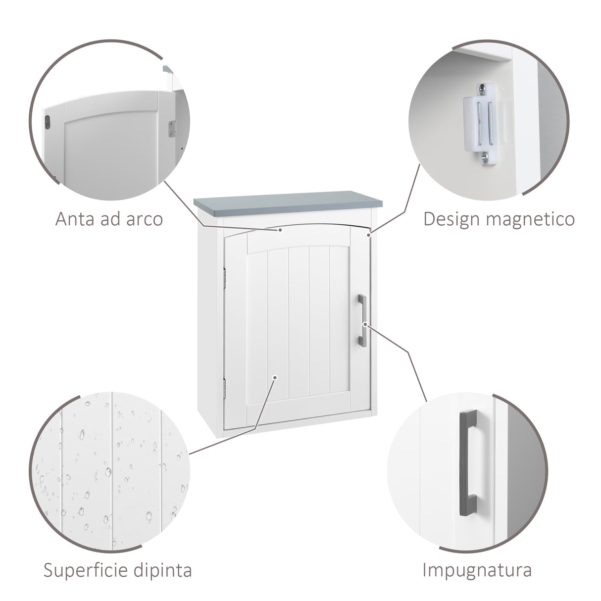 easycomfort easycomfort mobile pensile bagno a unanta con mensola regolabile 41x18 5x52cm bianco e grigio