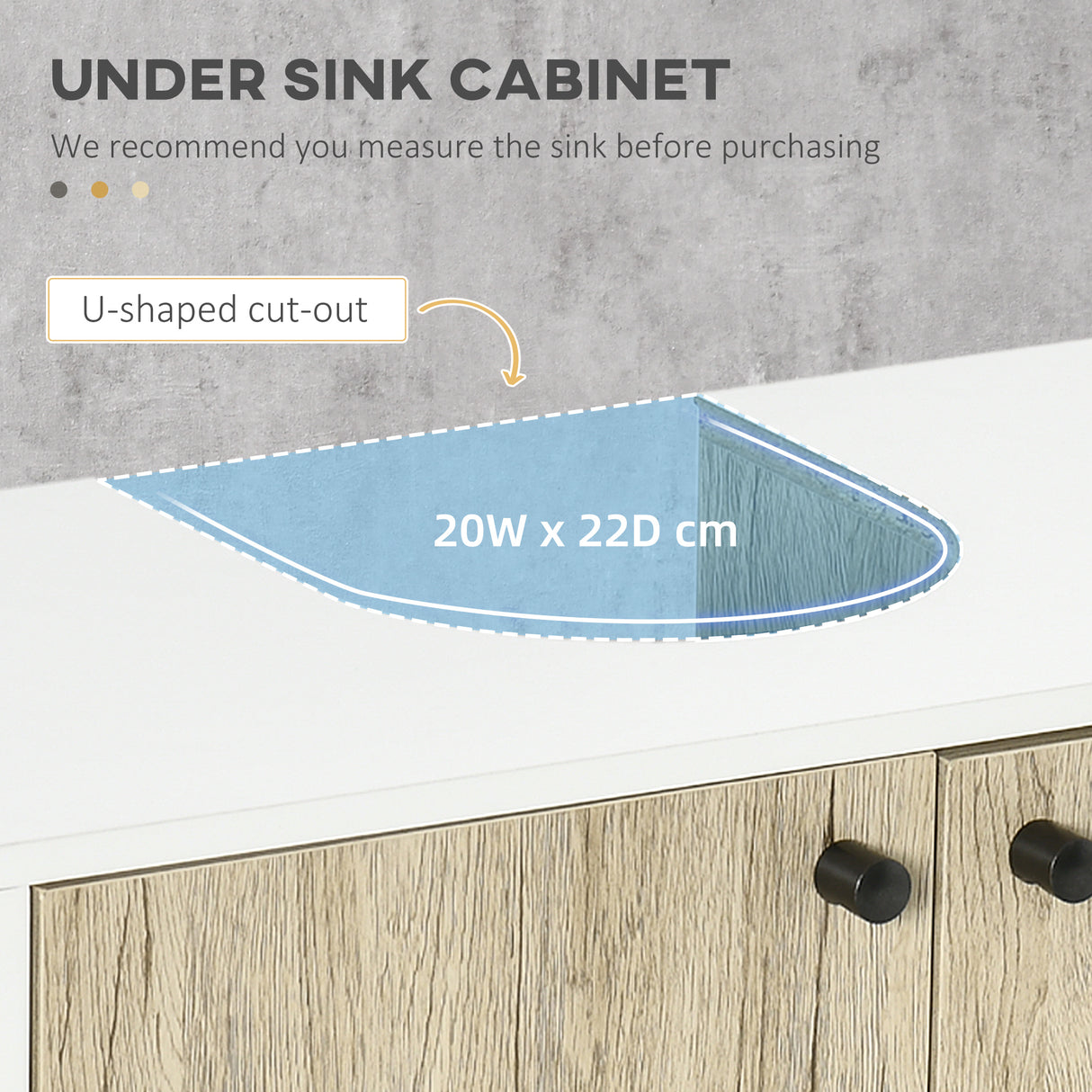 easycomfort easycomfort mobile bagno sotto lavabo a 2 ante con ripiano interno in truciolato e acciaio 60x30x60 cm bianco e rovere