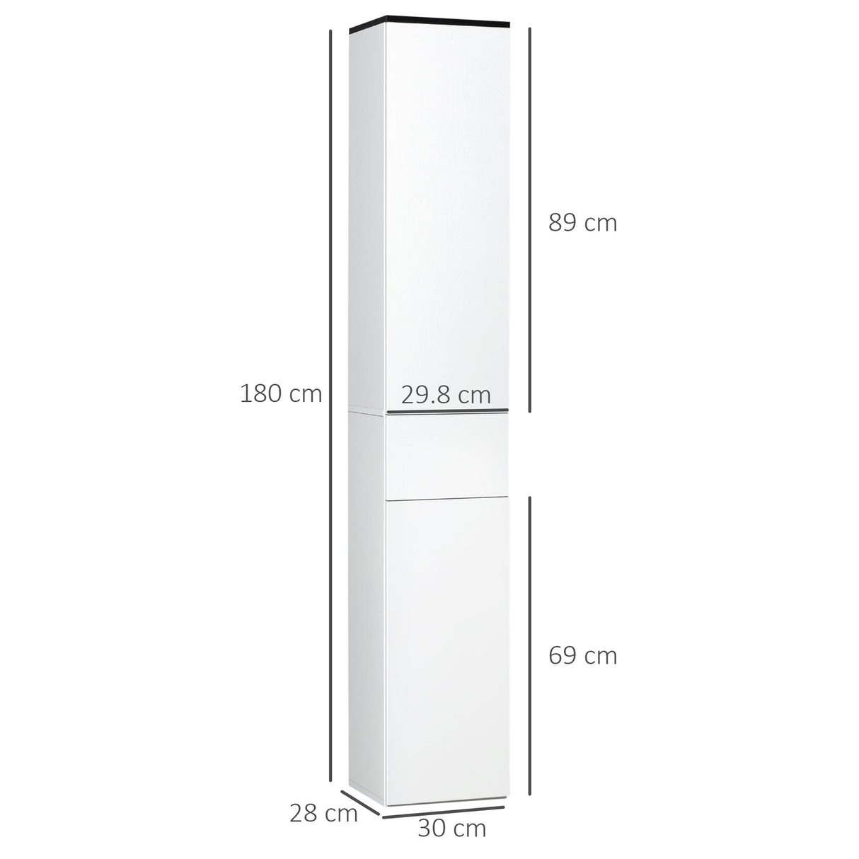 easycomfort easycomfort mobile bagno con ripiano regolabile 2 ripiani chiusi e un cassetto in legno 30x28x180 cm bianco