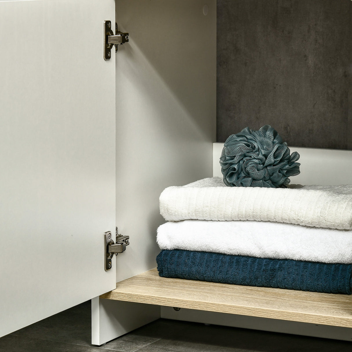 easycomfort easycomfort mobile bagno sottolavabo con armadietto e 2 mensole in legno truciolare 77 x 45 x 60cm bianco e color legno