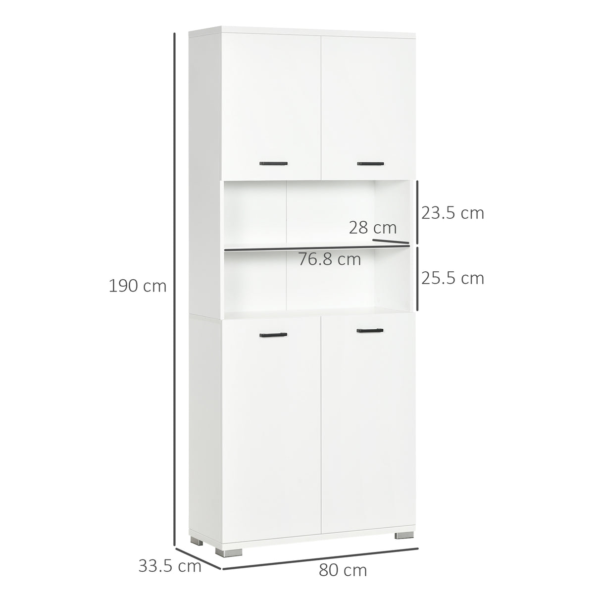 easycomfort easycomfort mobile bagno in truciolato bianco con 2 armadietti con ante e 2 ripiani aperti 80x33 5x190 cm