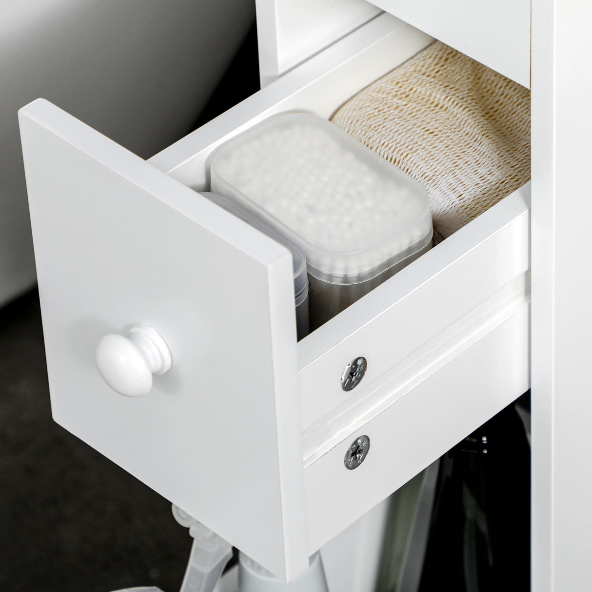 easycomfort easycomfort mobiletto salvaspazio bagno con 4 ruote 2 cassetti e ripiano aperto 16x49 5x66cm bianco