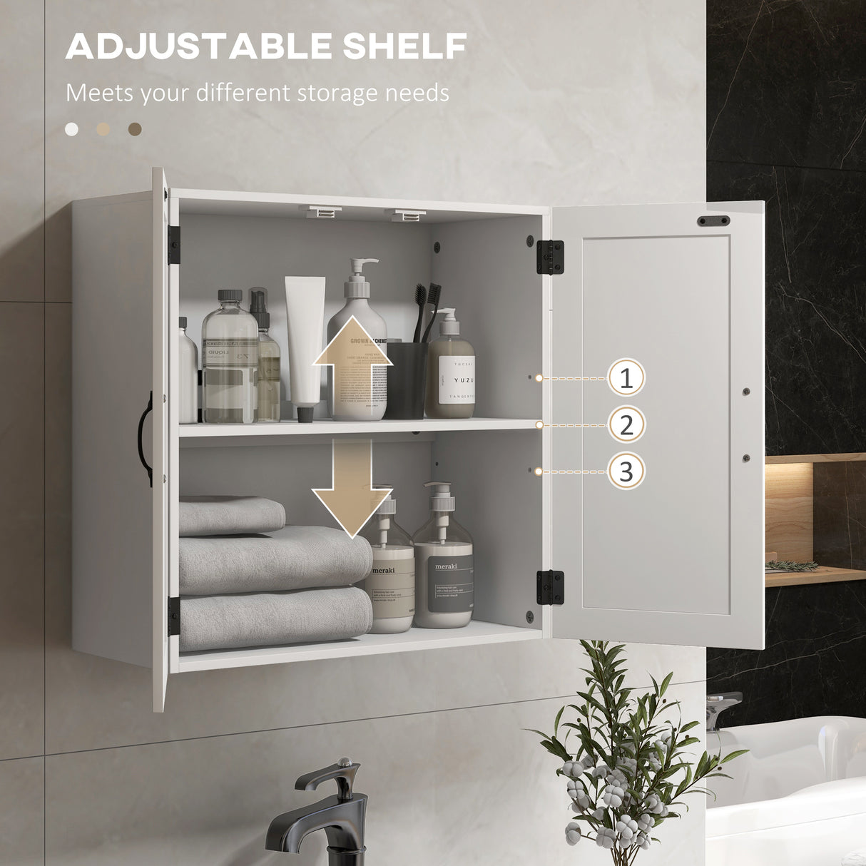 easycomfort easycomfort armadietto pensile bagno in legno stile country con ripiano regolabile 60x30x60cm bianco