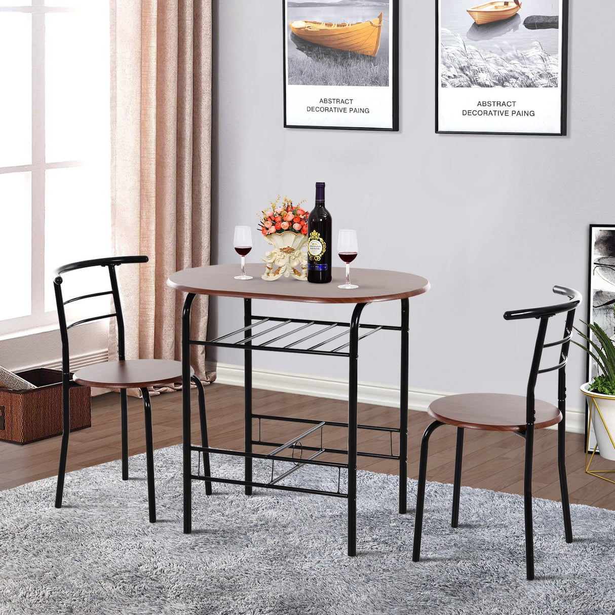 easycomfort easycomfort set tavolo moderno con 2 sedie per sala da pranzo set 3 pezzi mobili salvaspazio da cucina balcone ristorante o bar marrone e nero ean 8054111847506