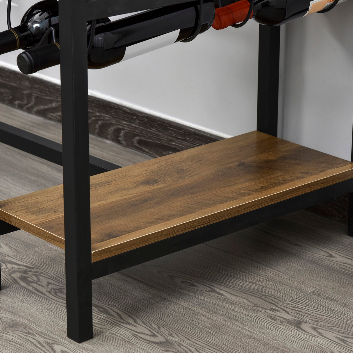easycomfort easycomfort set tavolo 2 sgabelli alti da bar in legno isola cucina con portabottiglie e portabicchieri in stile industriale ean 8055776914565