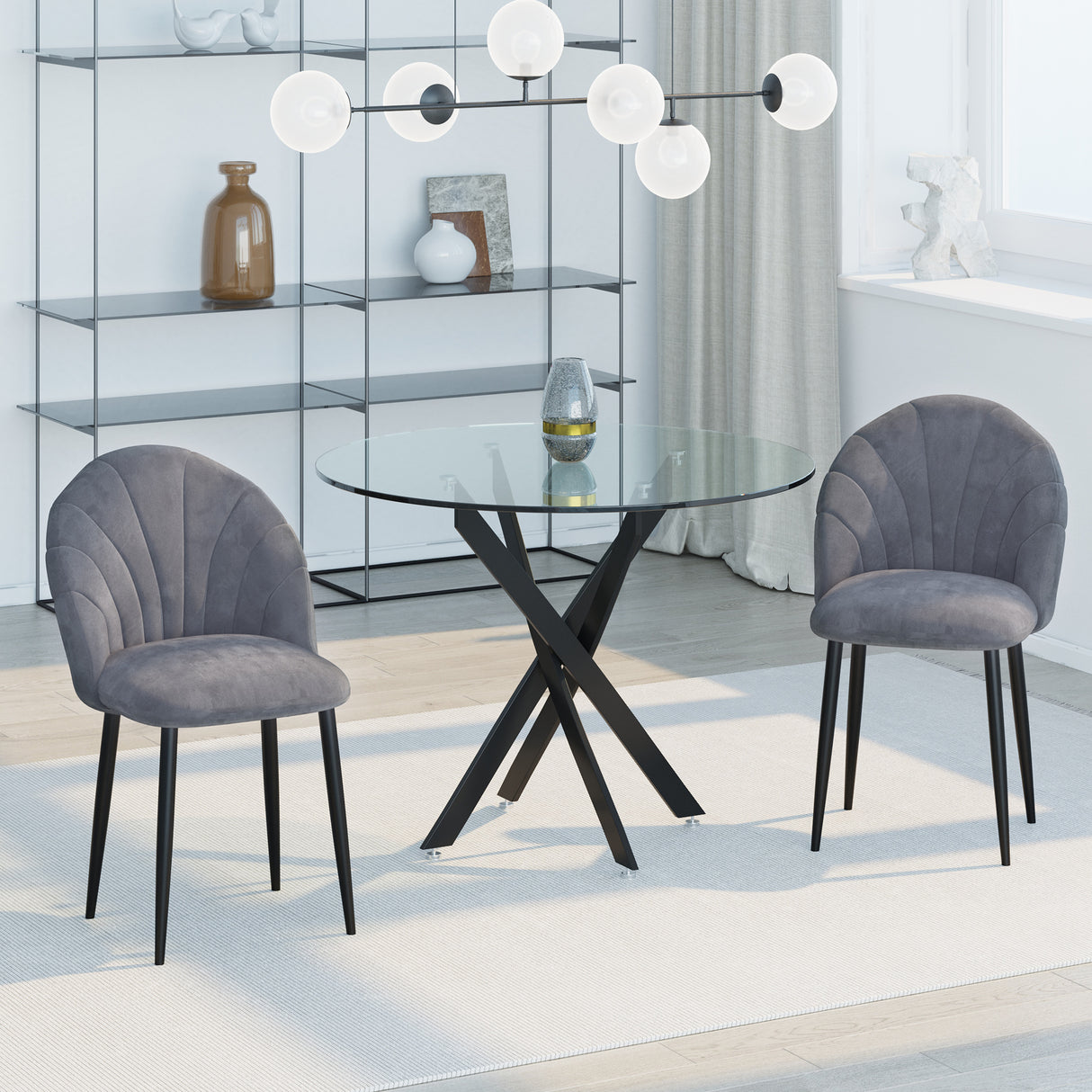 easycomfort easycomfort set 2 sedie sala da pranzo e soggiorno imbottite design nordico ed ergonomico in metallo e velluto 52x54x79 cm grigio ean 8055776910635