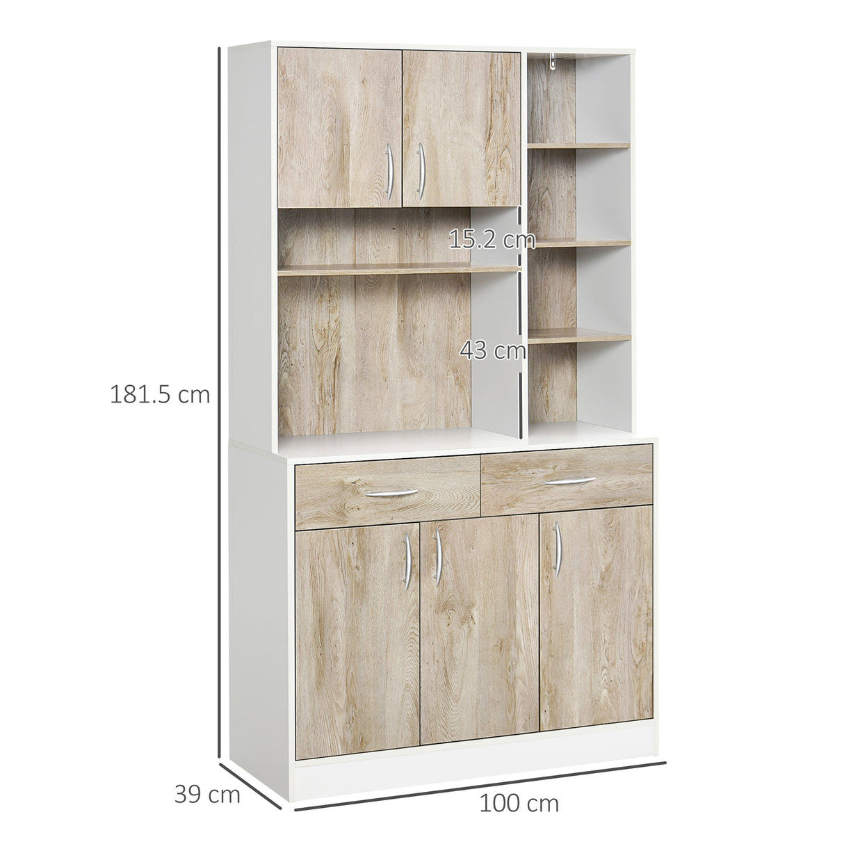 easycomfort easycomfort mobile buffet dispensa cucina ante cassetti e vani aperti 100l x 39p x 181 5acm bianco e legno