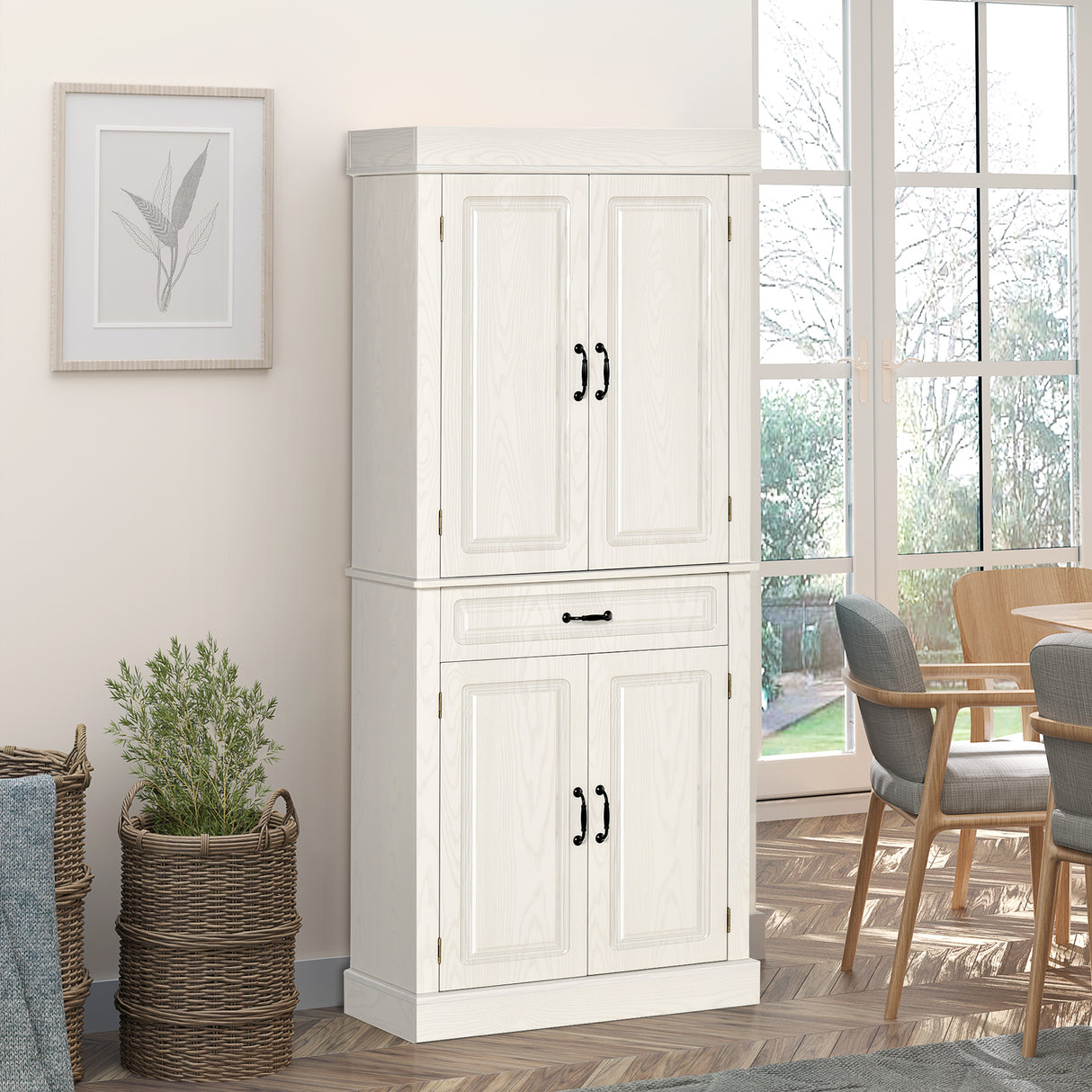 easycomfort easycomfort credenza cucina con 2 armadietti e cassetto in stile coloniale 80x35x180cm bianco