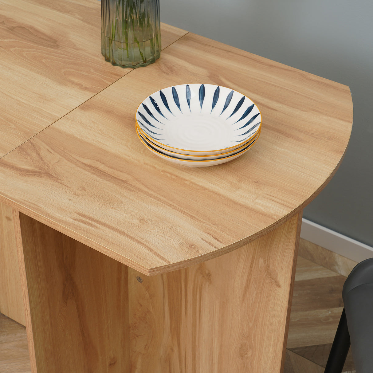 easycomfort easycomfort tavolo da pranzo pieghevole salvaspazio in legno 90x60x74cm quercia