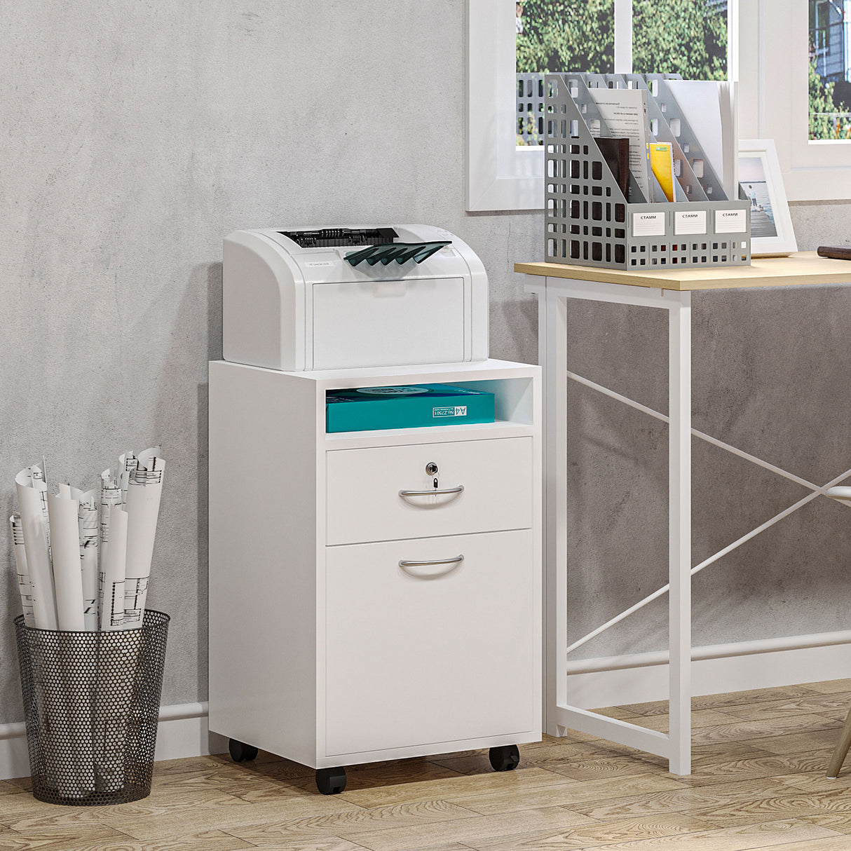 easycomfort easycomfort cassettiera per ufficio in legno con 2 chiavi cassetto armadietto e 4 ruote ean 8054111842020