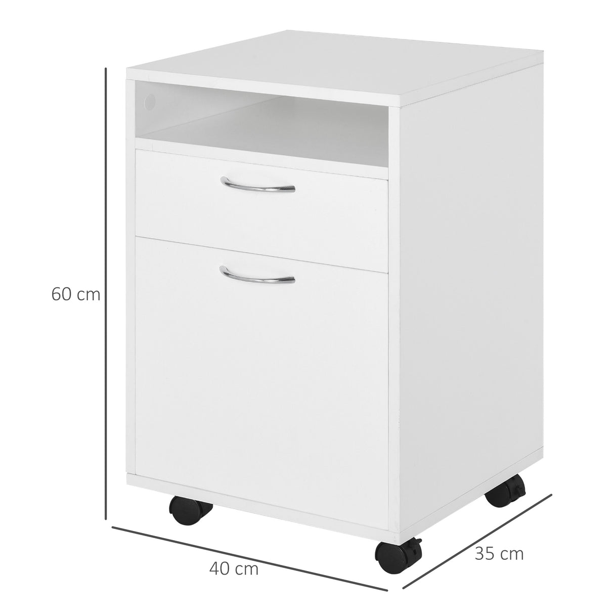 easycomfort easycomfort cassettiera portadocumenti da ufficio in legno bianco con 2 cassetti 4 ruote ominidirezionali 40 x 35 x 60cm ean 8054111845441