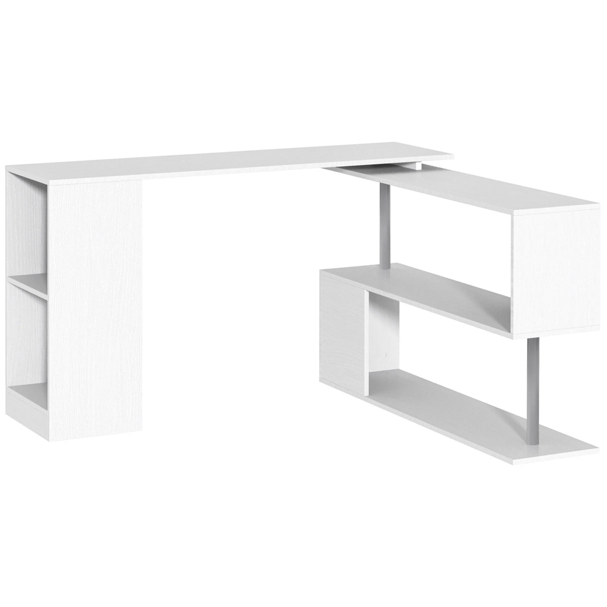 easycomfort easycomfort scrivania moderna angolare e girevole con libreria tavolo da pranzo in truciolato bianco 140x120x78 cm ean 8054144130217