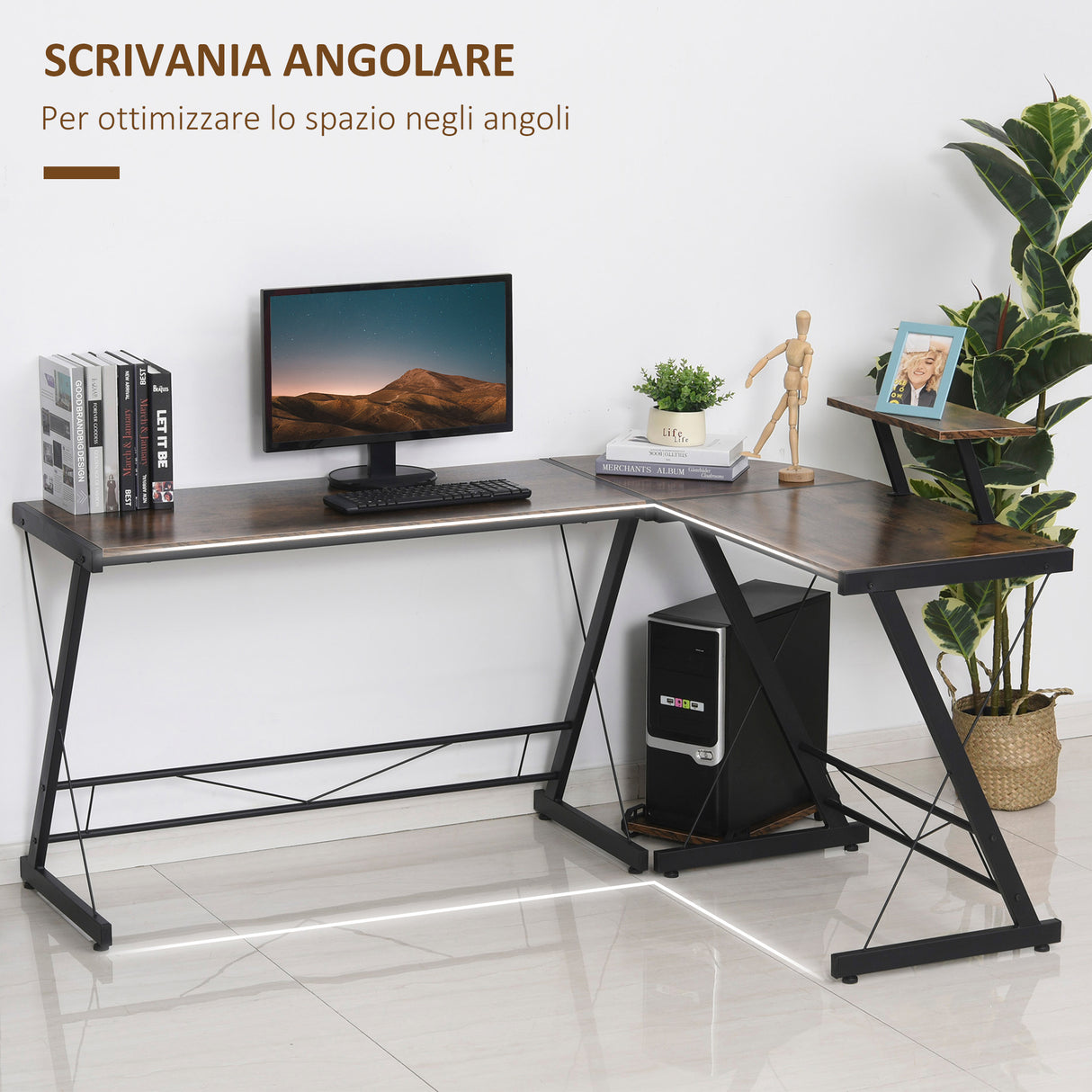 easycomfort easycomfort scrivania angolare reversibile per computer e pc in stile industriale per ufficio o camera in legno 155x115x91 5cm ean 8055776912721