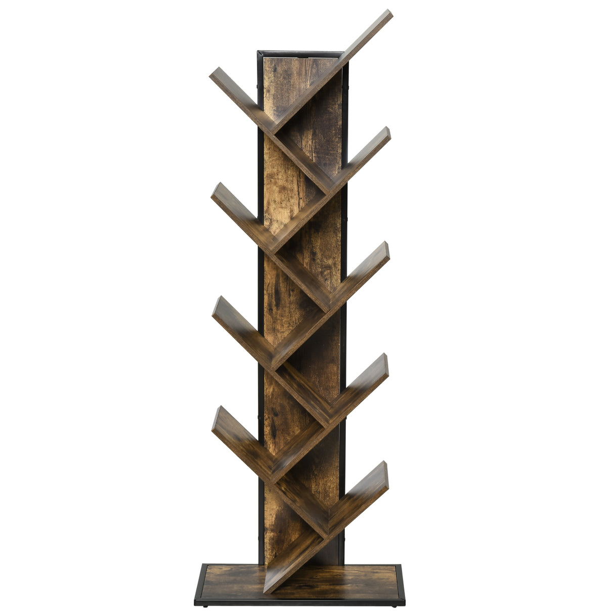 easycomfort easycomfort scaffale libreria design scaffale in legno ad albero in stile industriale con 10 ripiani color legno ean 8054111846301