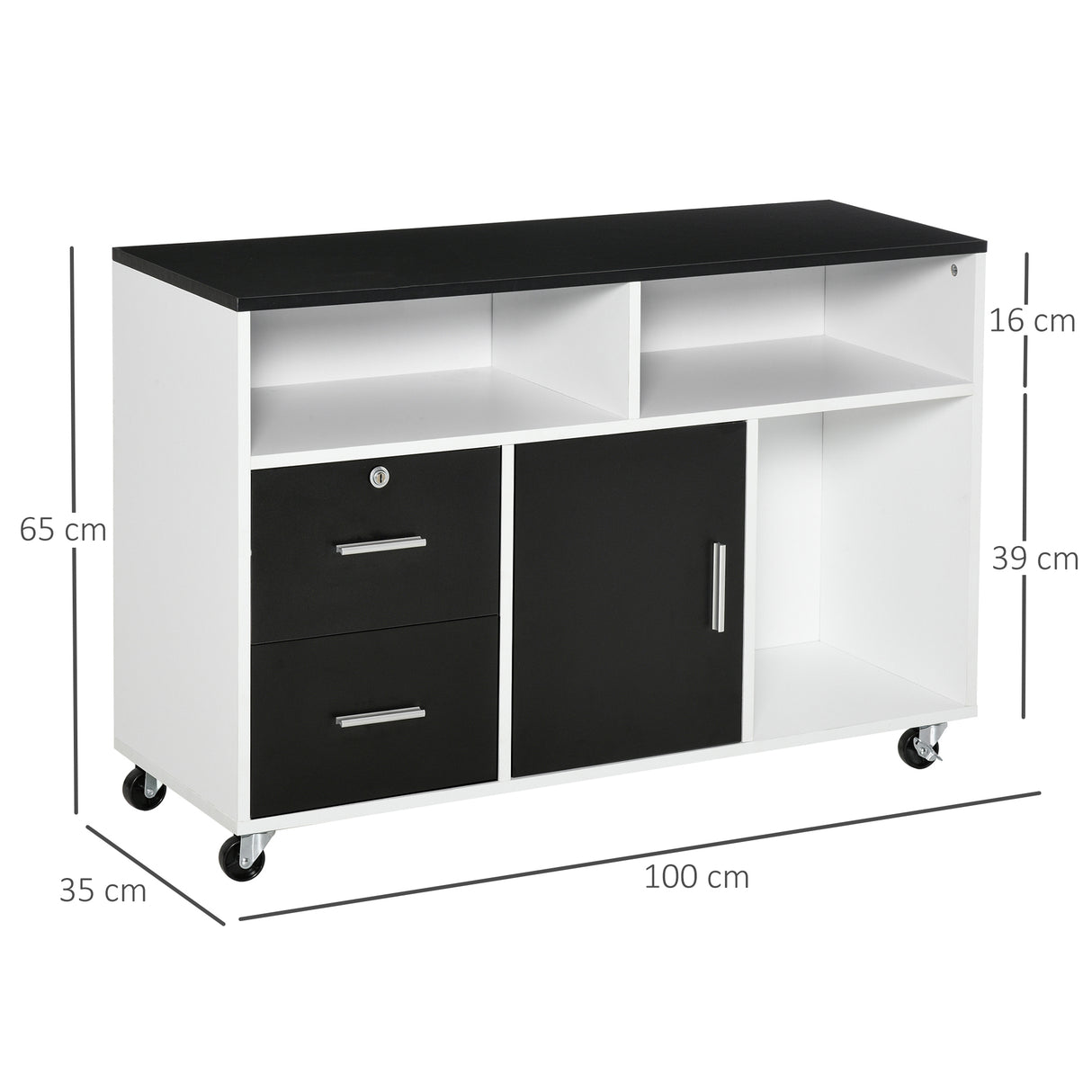 easycomfort easycomfort mobile porta stampante con cassetti mobiletto multiuso nero e bianco ean 8054144130248