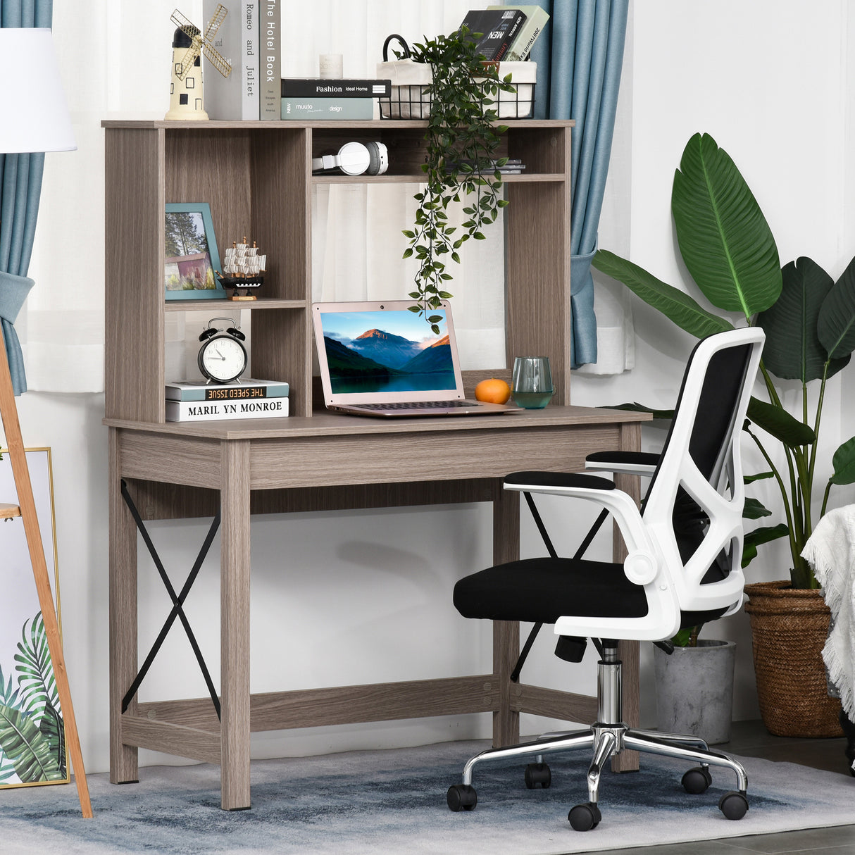 easycomfort easycomfort scrivania scaffale con libreria sopra in legno per camera cameretta o ufficio salvaspazio 105x50x137 5cm ean 8054144132228