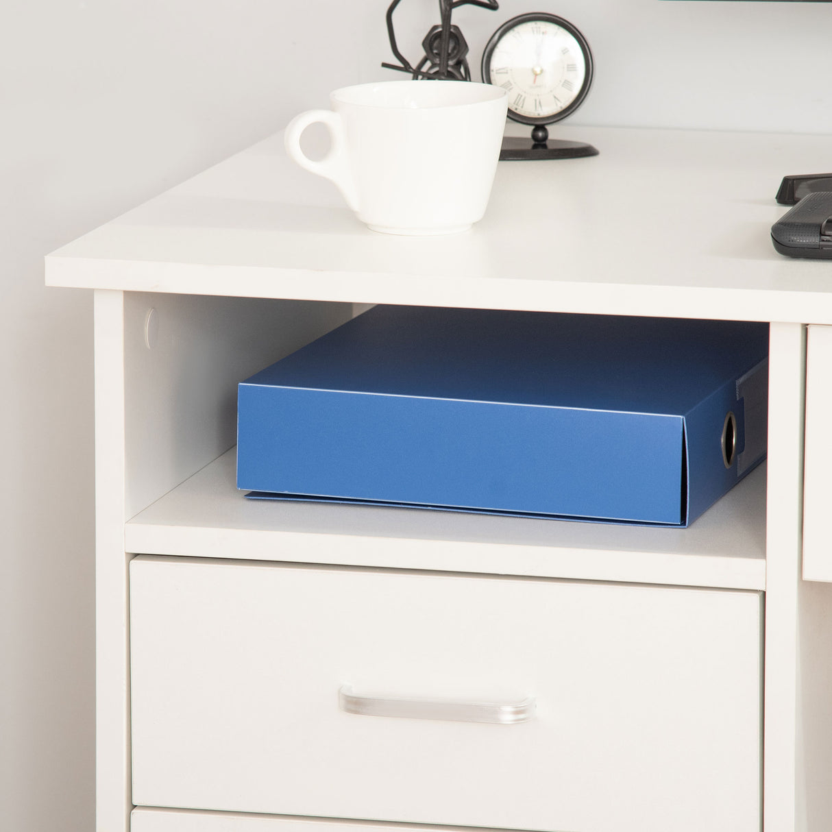 easycomfort easycomfort scrivania per camera o ufficio in legno con 2 cassetti e 2 chiavi 110x50x76cm bianco