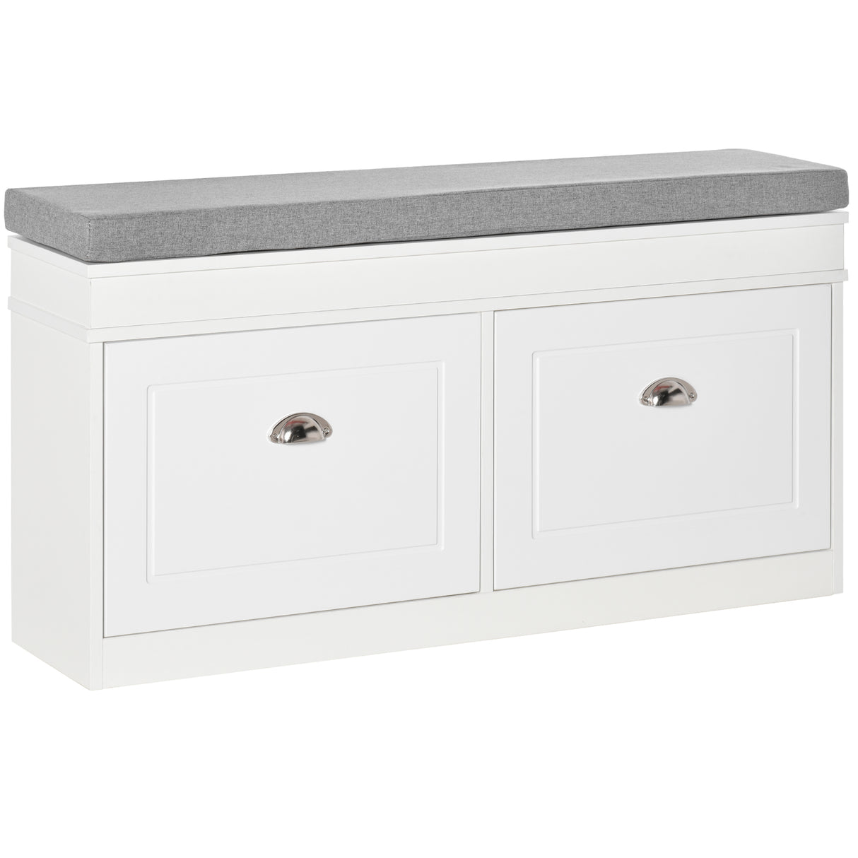 easycomfort easycomfort panca scarpiera salvaspazio in legno con cuscino 2 cassetti con mensola regolabile per 8 scarpe 104x24x55cm bianco