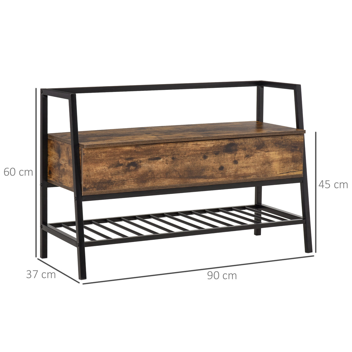 easycomfort easycomfort mobile scarpiera con vano contenitore legno e metallo marrone