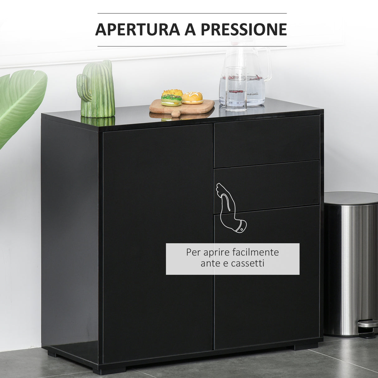 easycomfort easycomfort mobiletto multiuso per casa e ufficio con 2 cassetti e 2 armadietti apertura a pressione 79x36x74cm