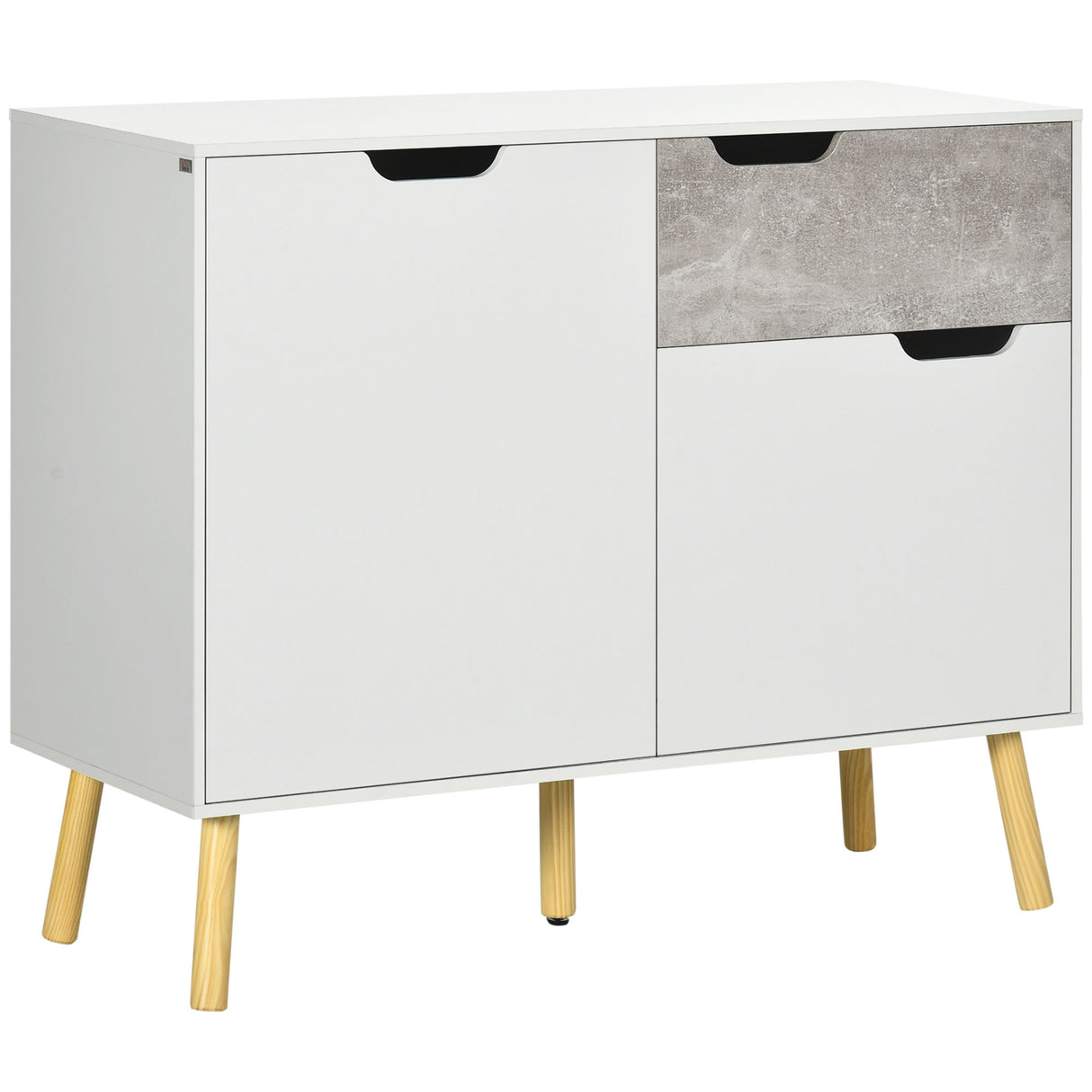 easycomfort easycomfort mobile da salotto con 2 armadietti a 2 ante e cassetto in truciolato e pino 98x39x81 5 cm grigio e bianco