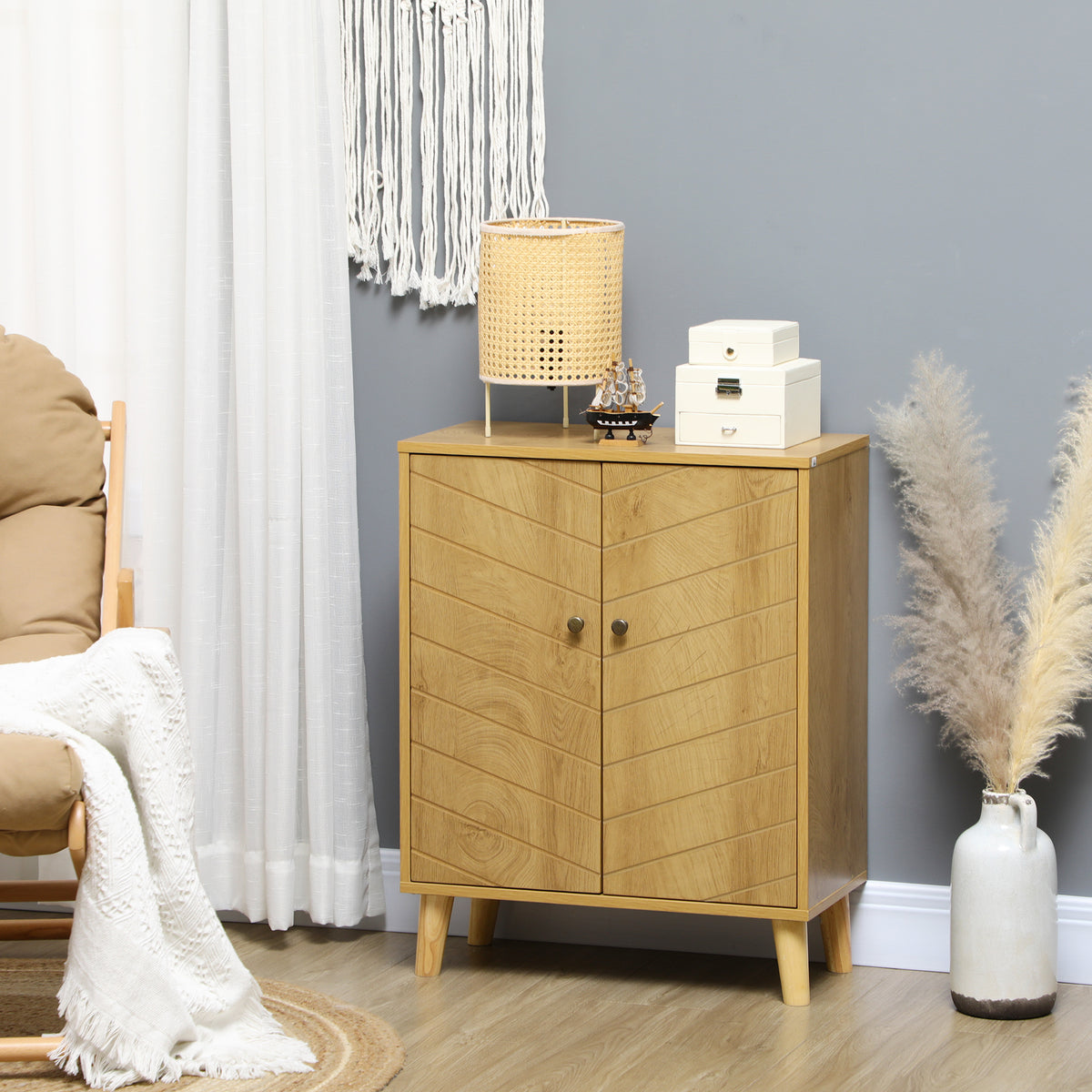 easycomfort easycomfort mobile multiuso stile vintage in legno con due ripiani interni 60x30x76cm
