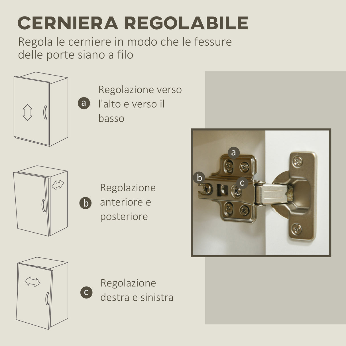 easycomfort easycomfort mobile multiuso con armadietto a 2 livelli in truciolato e ripiano regolabile 80x37x75cm