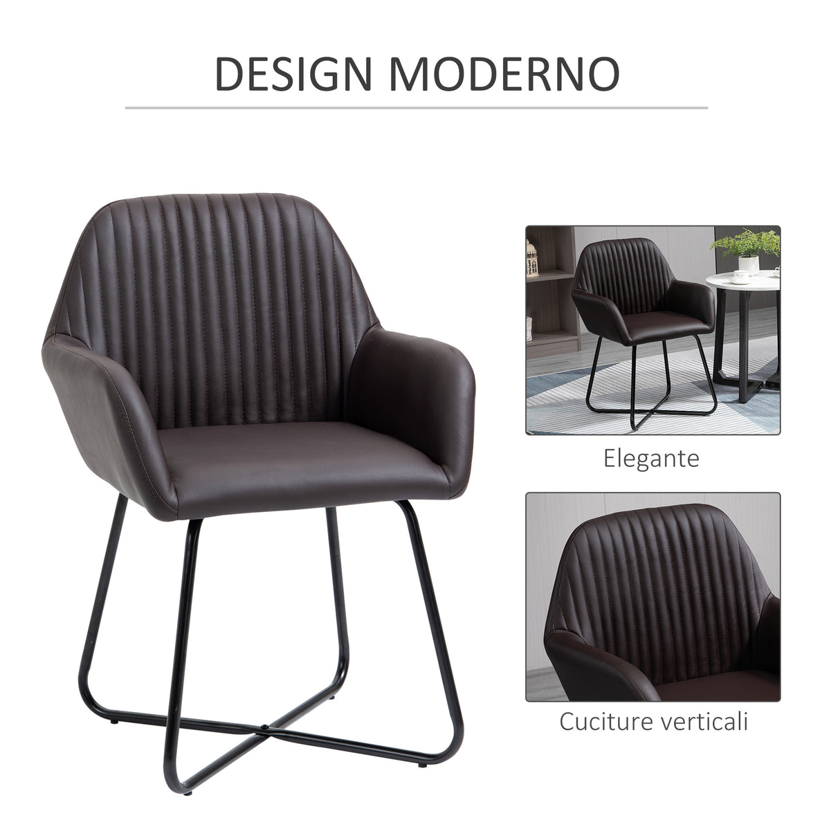 easycomfort easycomfort set 2 sedie moderne per sala da pranzo cucina o soggiorno sedie imbottite in similpelle marrone 60x56 5x85cm