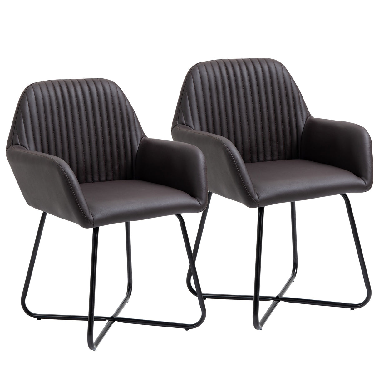 easycomfort easycomfort set 2 sedie moderne per sala da pranzo cucina o soggiorno sedie imbottite in similpelle marrone 60x56 5x85cm