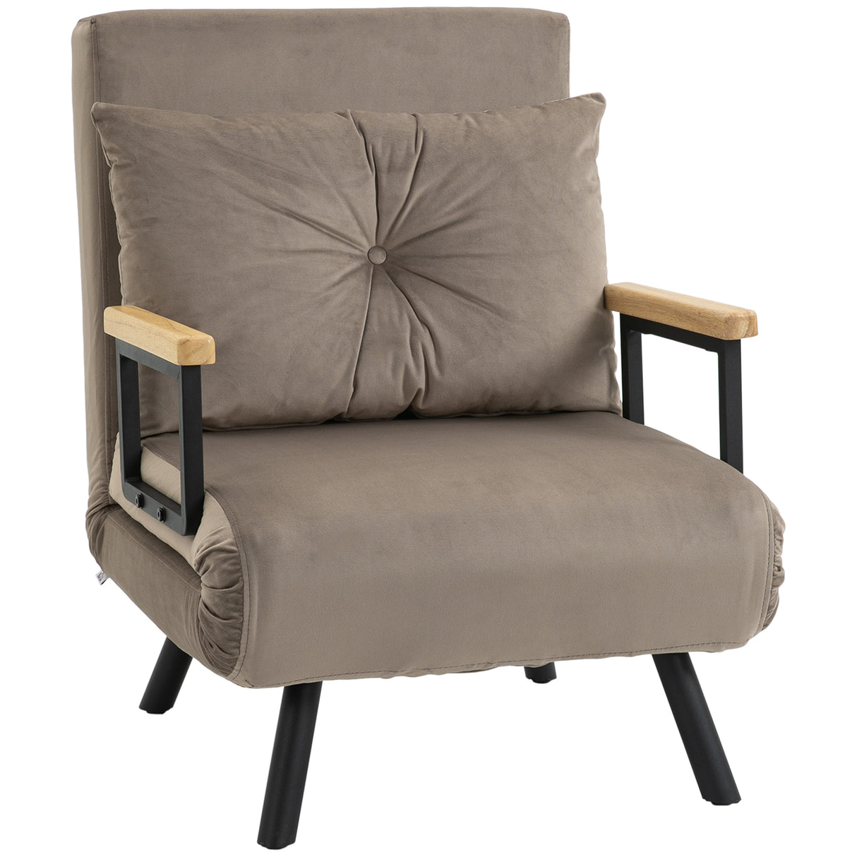 easycomfort easycomfort poltrona letto imbottita 3 in 1 con schienale reclinabile in 5 posizioni e cuscino 63x73x81 cm grigio