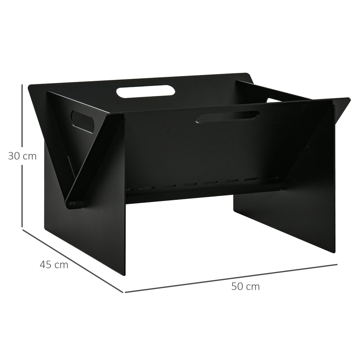 easycomfort braciere da giardino in acciaio quadrato con maniglie 50x45x30cm nero
