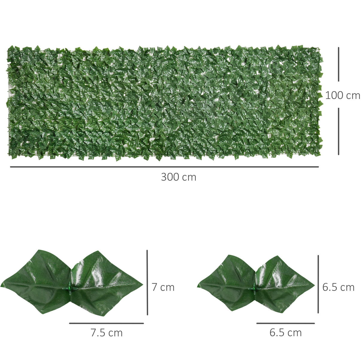 easycomfort rotolo di siepe artificiale per balcone e giardino in pe anti uv con foglie verde scuro 300x100cm