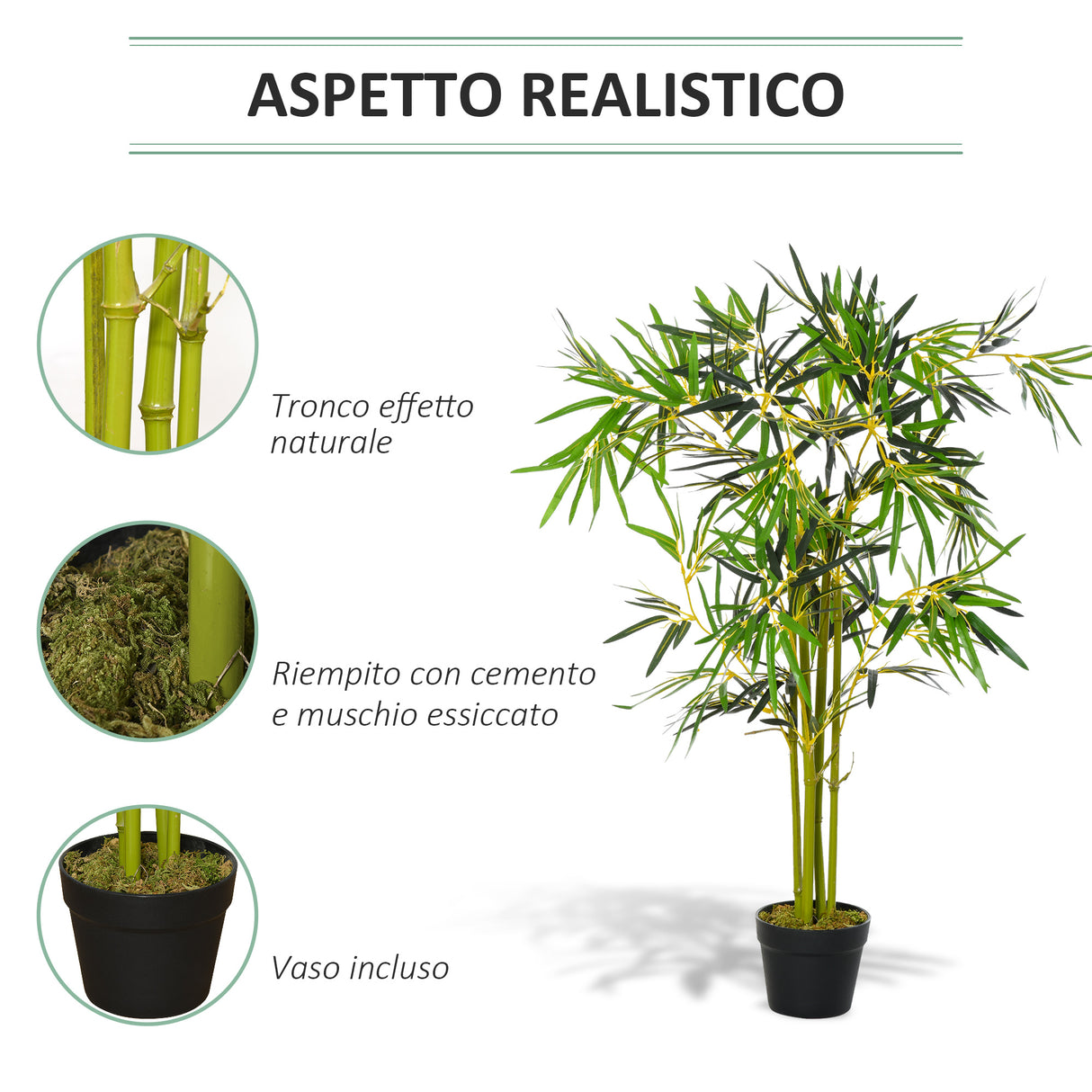 easycomfort bambu in vaso artificiale pianta finta decorazione per interno ed esterno altezza 120cm verde