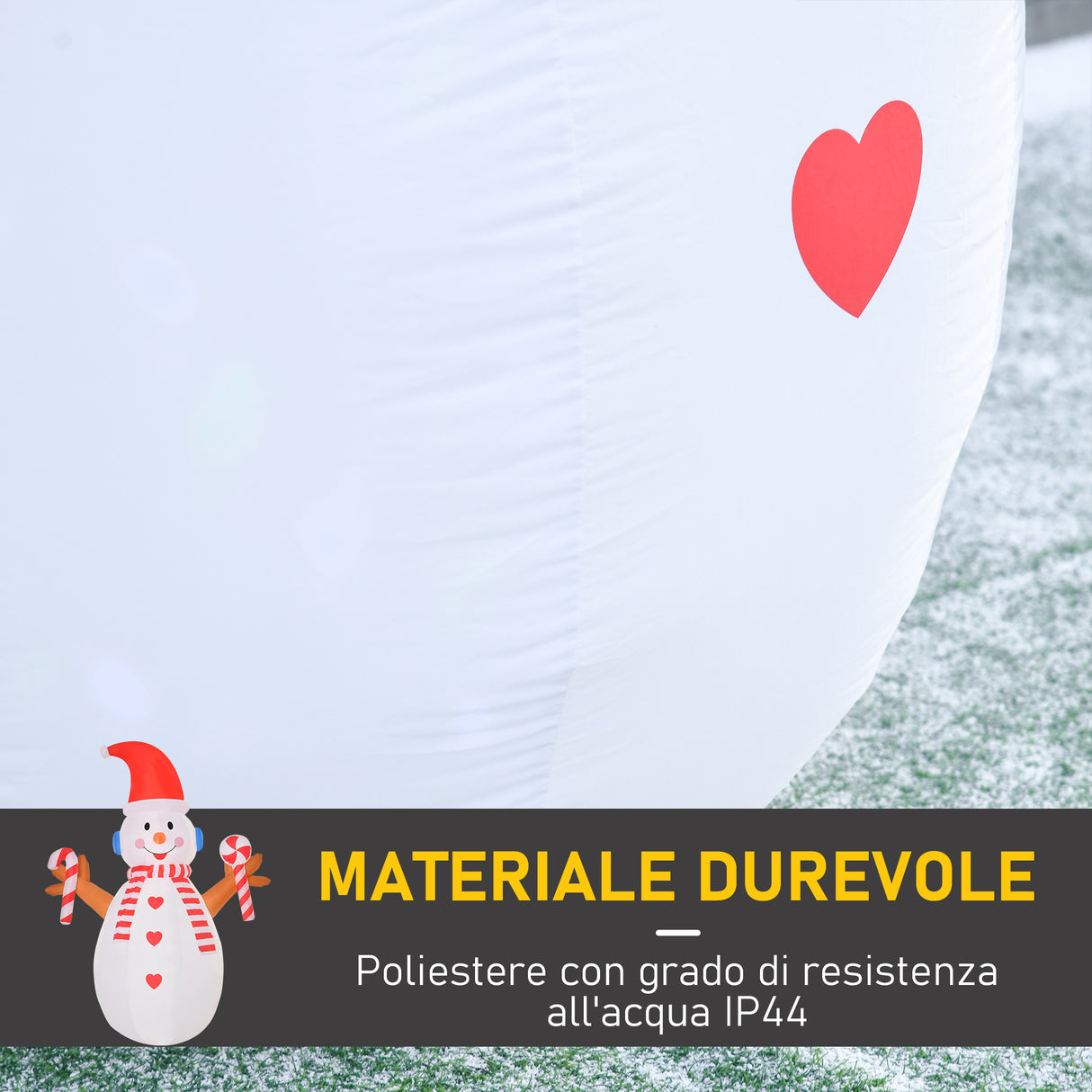 easycomfort easycomfort pupazzo di neve gonfiabile da esterno impermeabile con luci a led 240cm bianco
