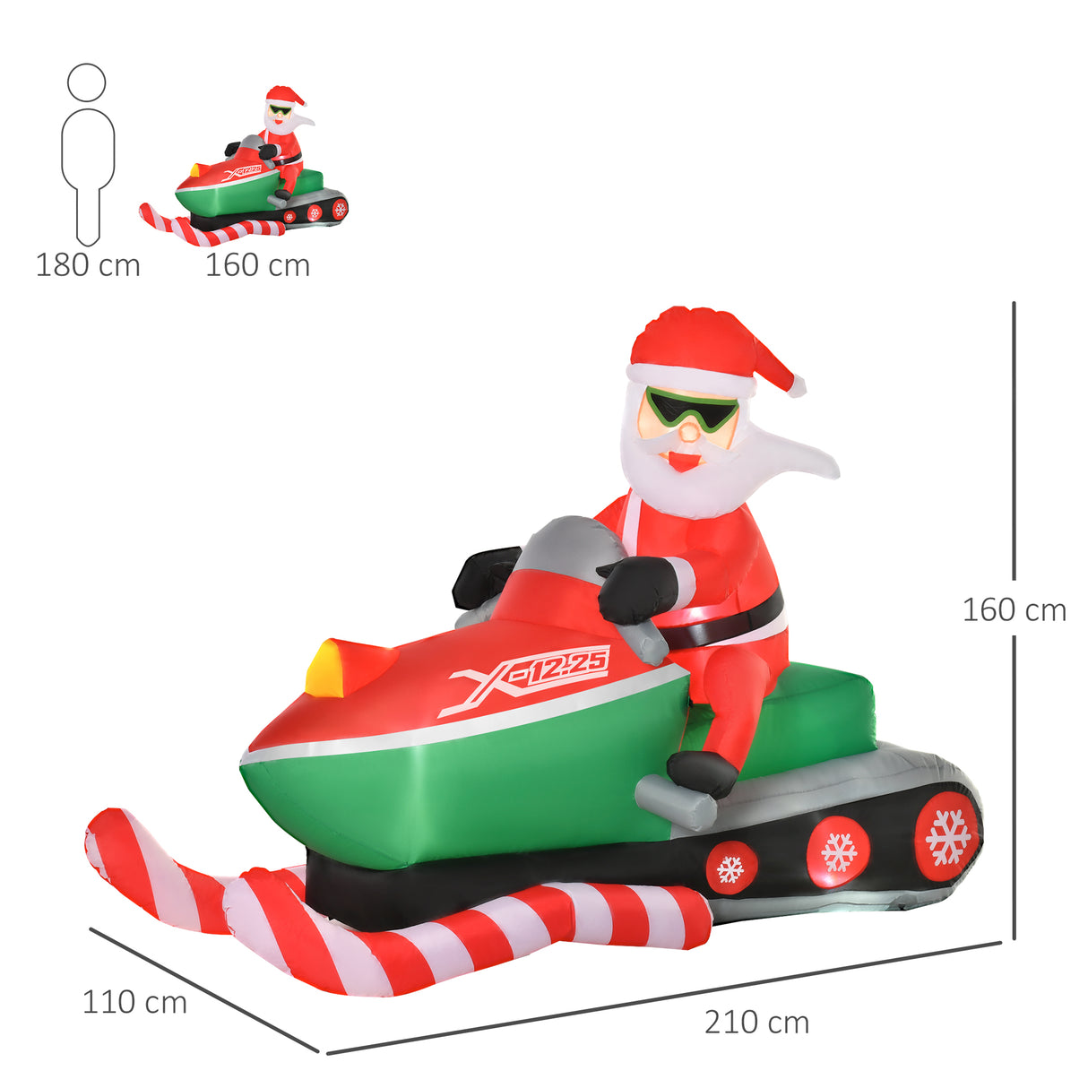 easycomfort easycomfort babbo natale gonfiabile su motoslitta con luci led integrate decorazione natalizia da esterno verderosso