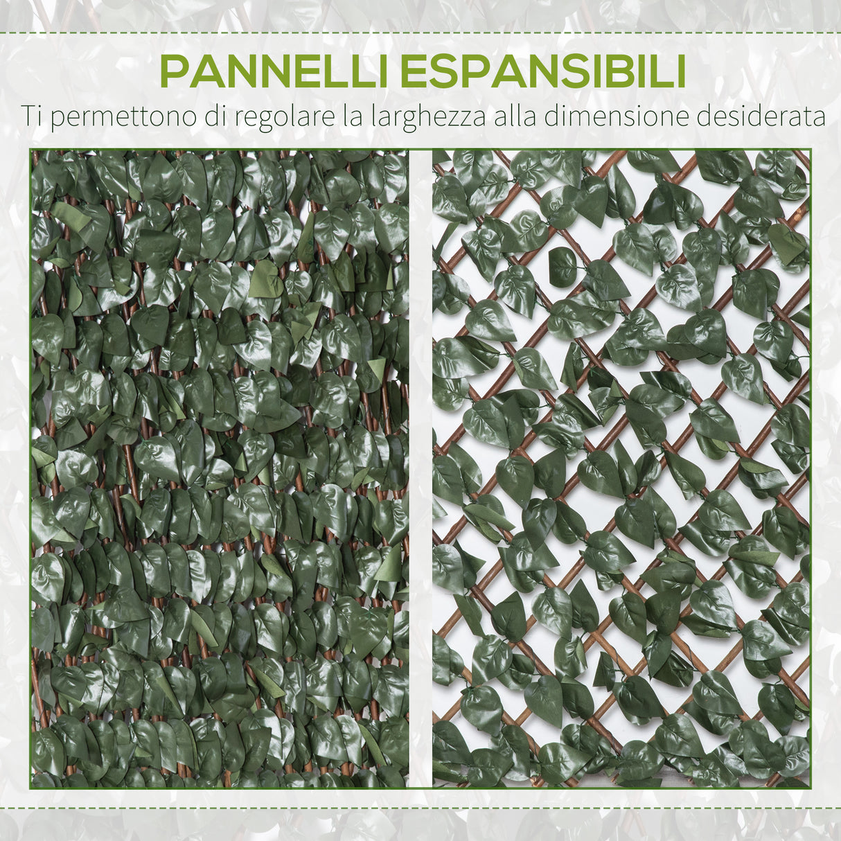 easycomfort finta siepe 8 pezzi parete verde estensibile per esterni in legno e poliestere 200x100cm
