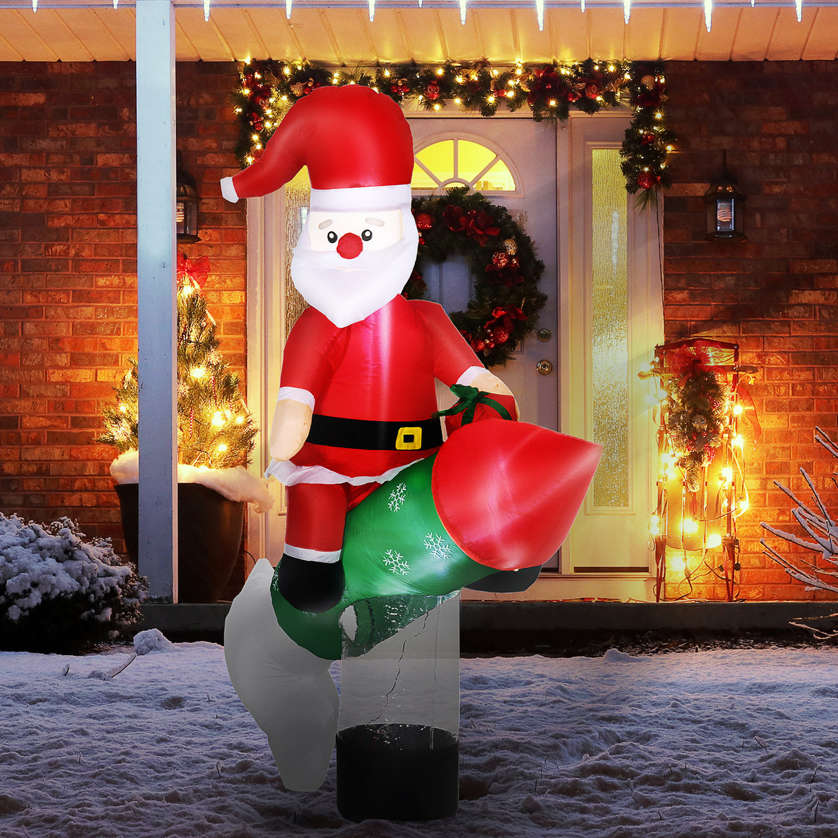 easycomfort easycomfort babbo natale gonfiabile con missile luci led e gonfiatore incluso 154x76x183cm