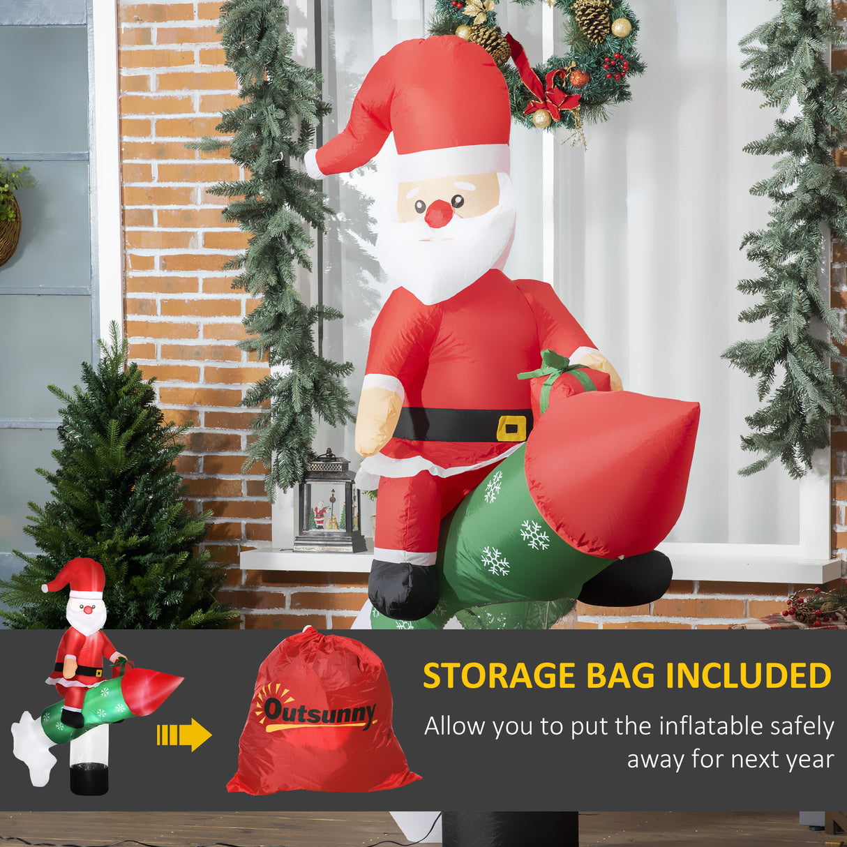 easycomfort easycomfort babbo natale gonfiabile con missile luci led e gonfiatore incluso 154x76x183cm