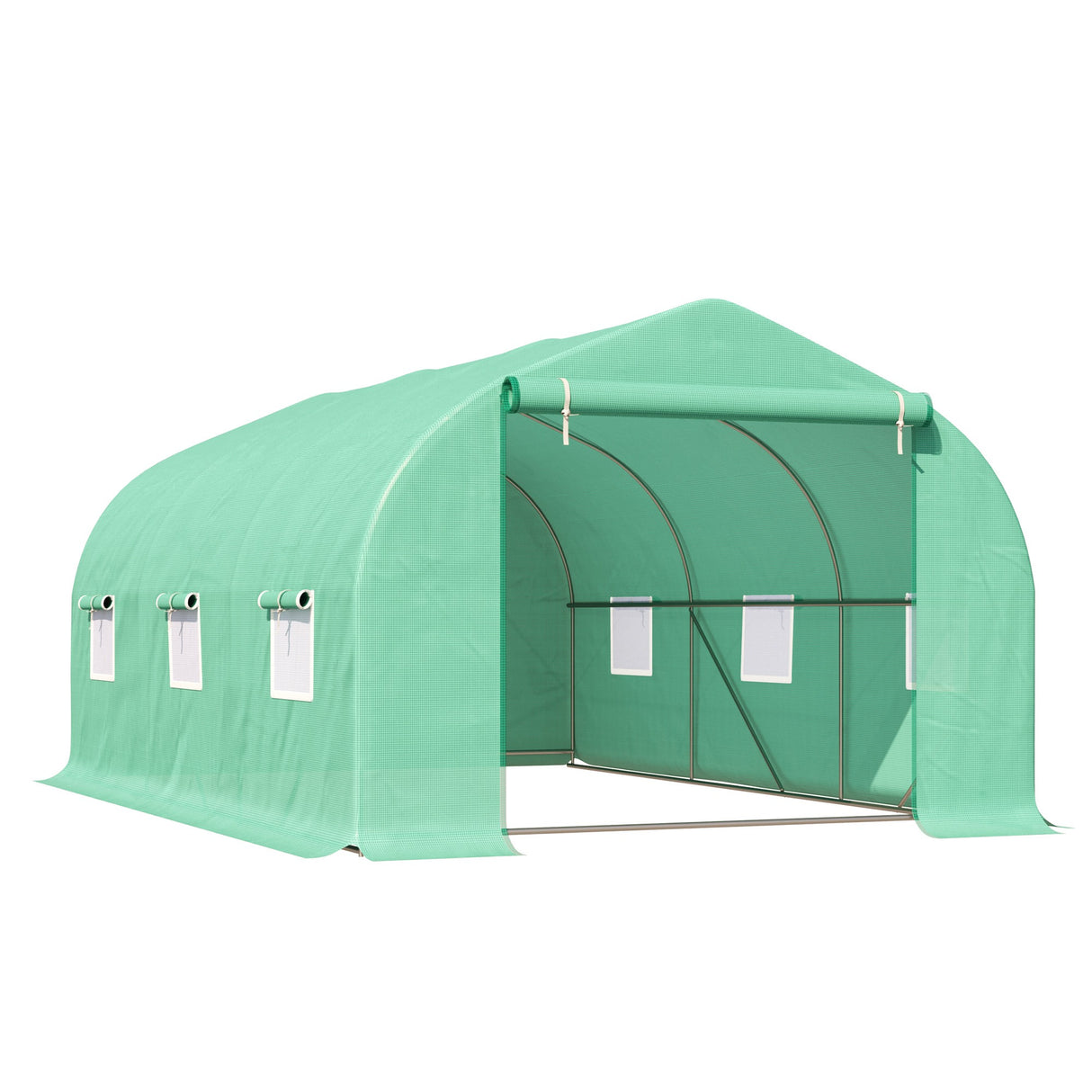 easycomfort easycomfort serra da giardino con tetto spiovente in pe e tubi d acciaio verde scuro 4.5x3x2m