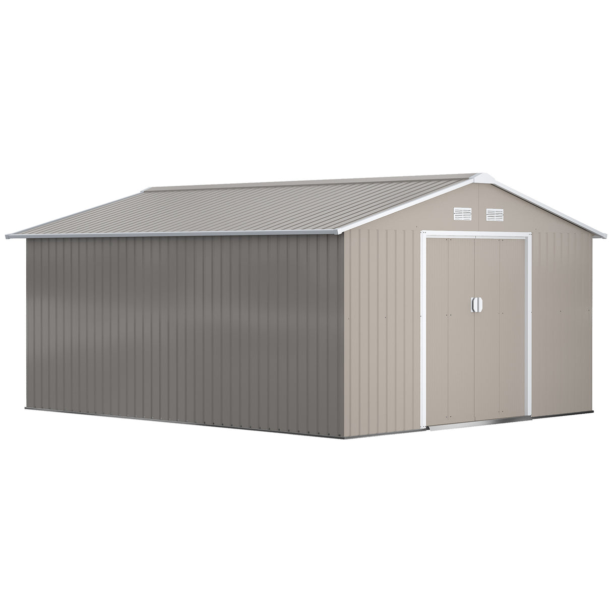 easycomfort easycomfort casetta da giardino con porte scorrevoli e tetto inclinato in acciaio e pp 340x386x200 cm grigio