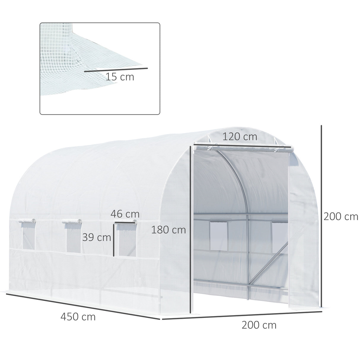 easycomfort easycomfort serra da giardino a tunnel per piante in pe con tubi in ferro bianco 450x200x200cm