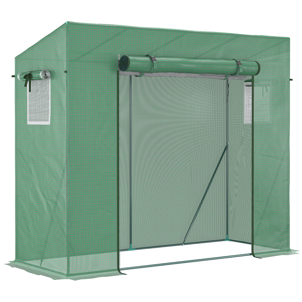 easycomfort serra da giardino in pe e acciaio con 4 picchetti 2 finestre e copertura rinforzata 200x77x148 169cm