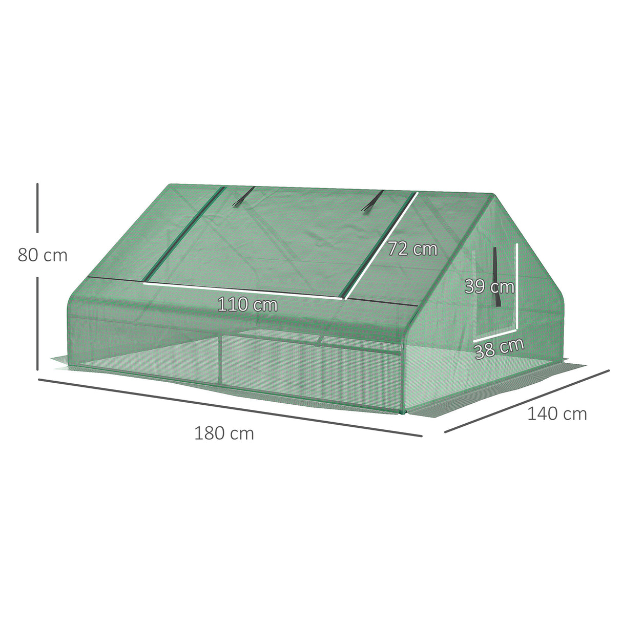 easycomfort serra da giardino in acciaio con rivestimento in pe porte avvolgibili e finestre 180x140x80cm verde