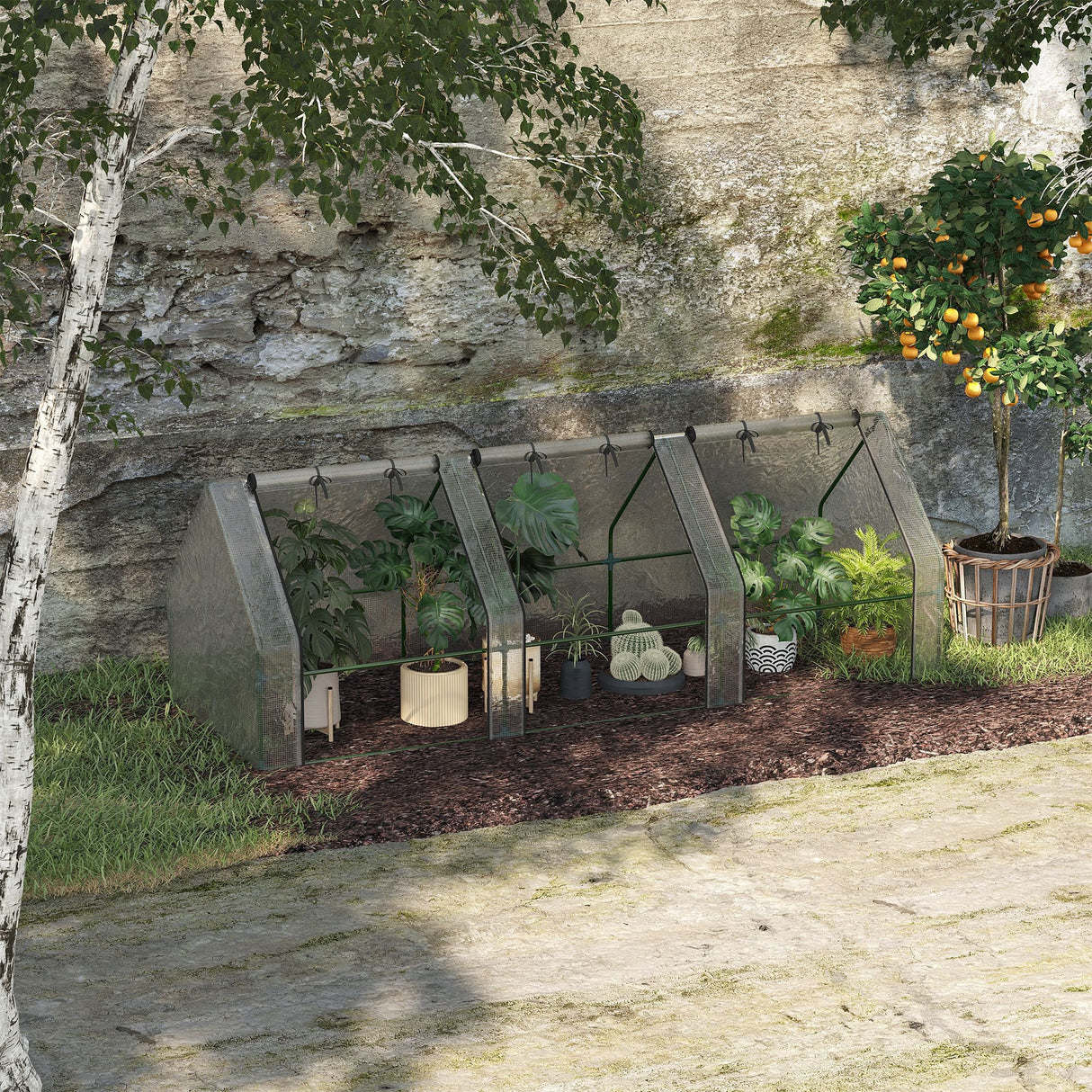 easycomfort easycomfort serra da giardino a tunnel in pe con bordi allungati e porte a cerniera 270x90x90 cm bianco