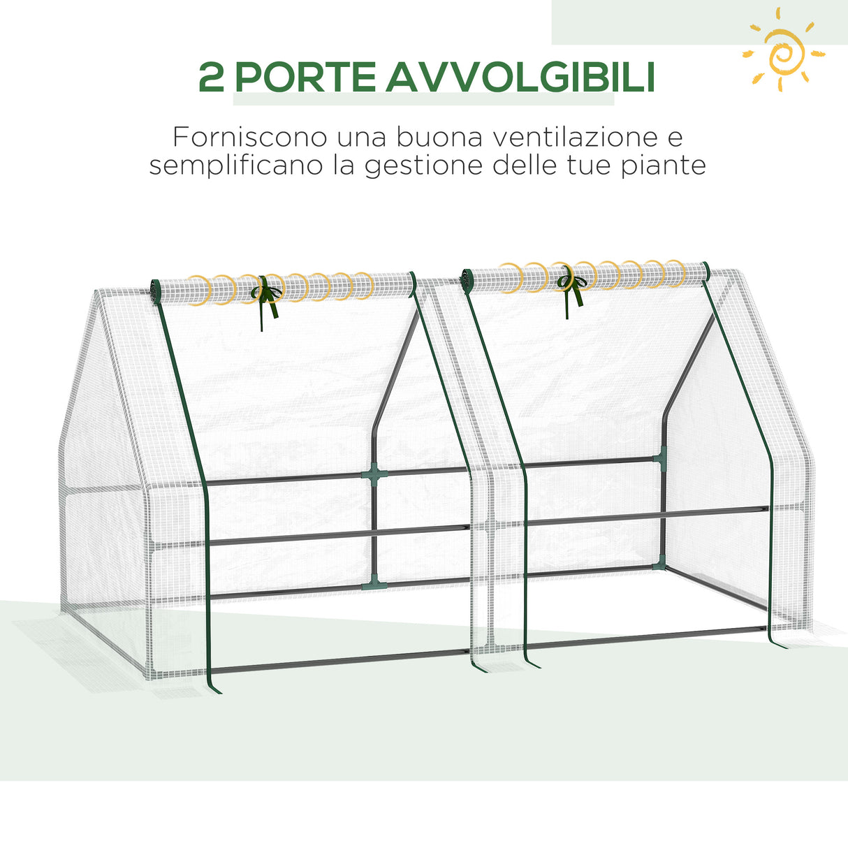 easycomfort serra da giardino con copertura in pe rinforzato e telaio in acciaio 180x90x90cm bianco
